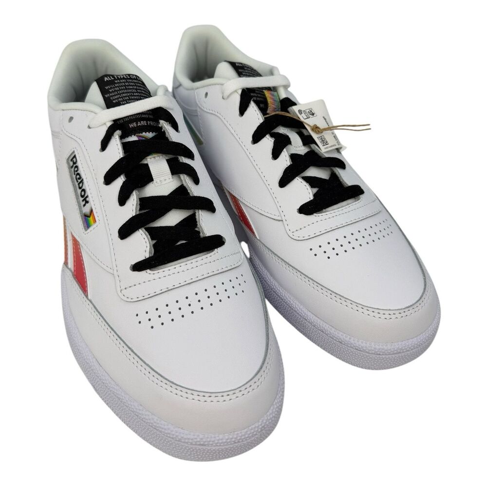 Reebok Women's Club C Revenge FY7514 White Pride Rainbow Shoes Size 11